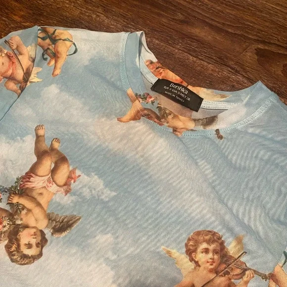 BERSHKA mesh angel crop top - Picture 3 of 4